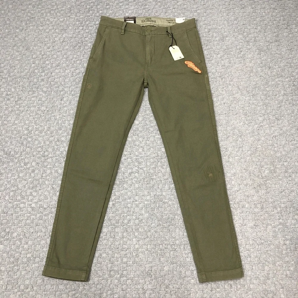 Levis XX Chino Pants Mens 31x32 Green Standard Taper Chicago Patch Stretch New